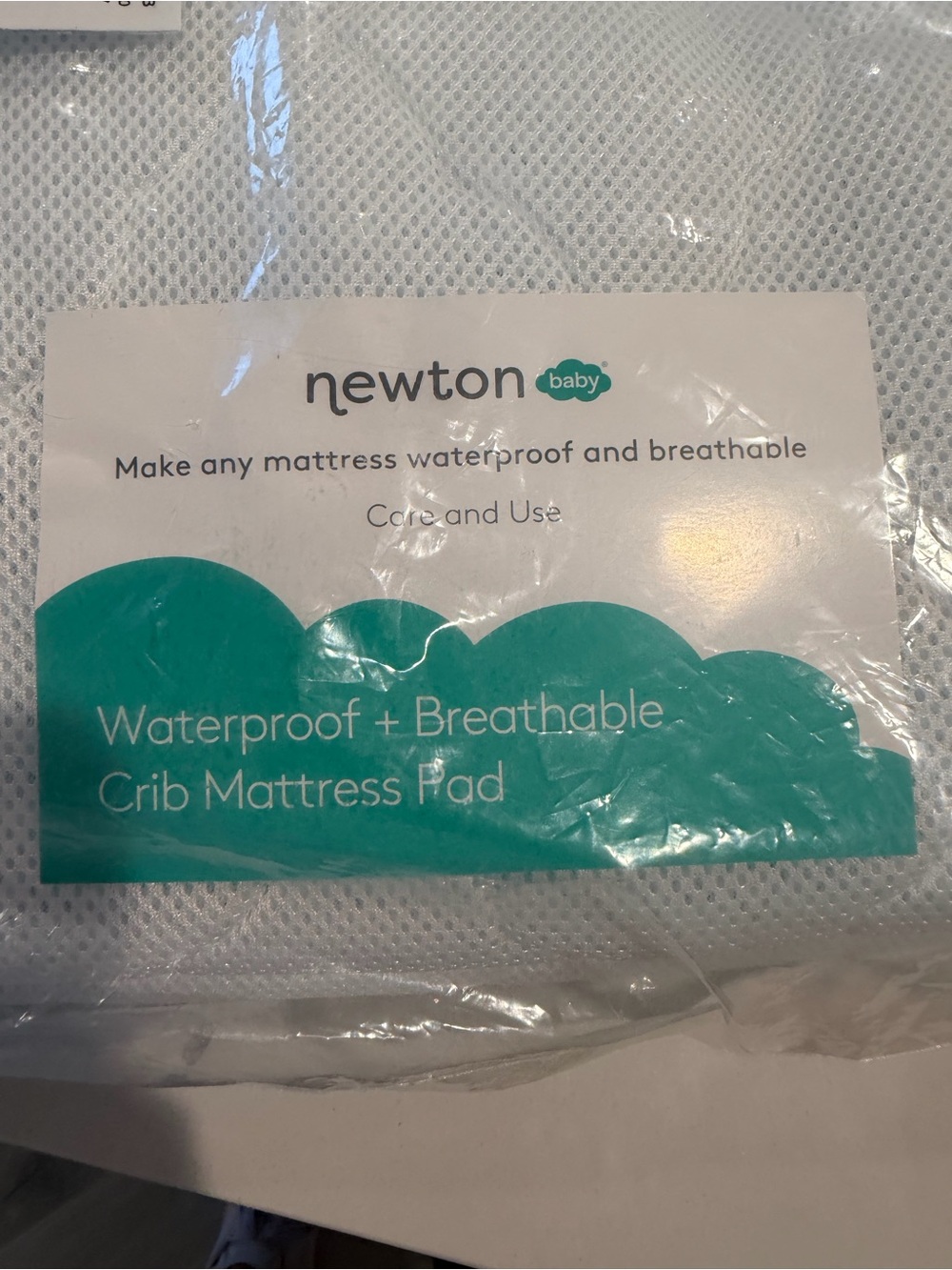 Newton Baby White & Teal Waterproof Breathable Crib Mattress Pad